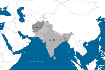 Obraz premium South Asia Map political map with countries and borders