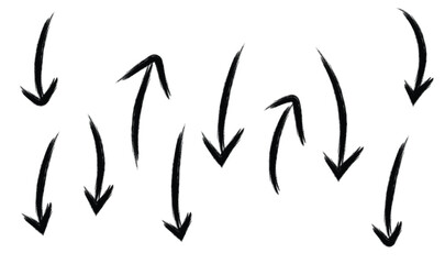 Obraz premium Black brushstroke arrows a set of hand painted directional indicators on a white background 