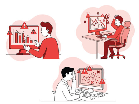 Data Problem Illustration Monochrome Analytics Error Flat Style