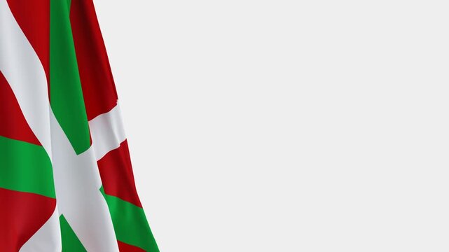 Basque Country Flag on Left Side, Waving Ikurri&ntilde;a Symbol with Copy Space