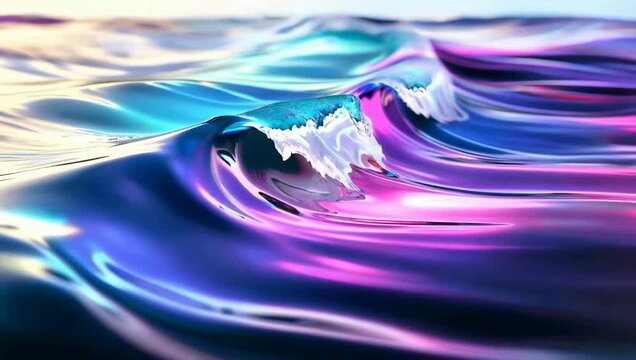 Iridescent wave crest with white foam and purple hues