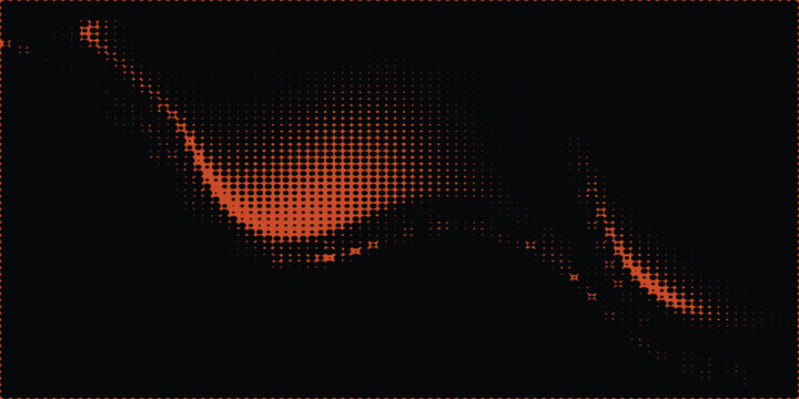 Abstract red halftone wave pattern on, digital art background with flowing dots vector illustration