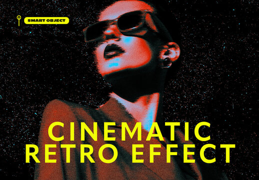 Cinematic Retro Glitch Portrait Photo Effect Template