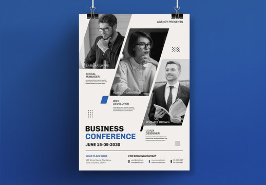 Modern Corporate Business Conference Poster with Clean Geometric Layout