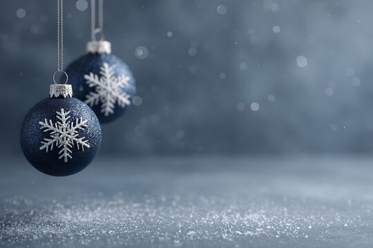 Elegant holiday ornaments festive decor decorative image luxury deep navy backdrop close-up view christmas concept