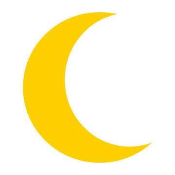 Crescent moon icon, night sky symbol, lunar shape design, minimal astronomy graphic element