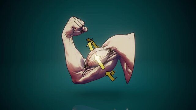 Conceptual 3D animation of contracting biceps motion design