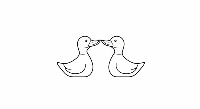 Two simple outline drawings of ducks facing each other