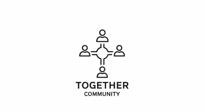 Stylized people connected in a central network, representing community