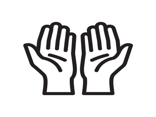 Obraz premium Minimalist black and white line art of cupped hands icon vector illustration
