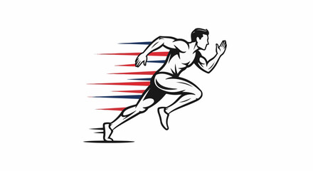 Obraz premium Stylized runner with red and blue speed lines