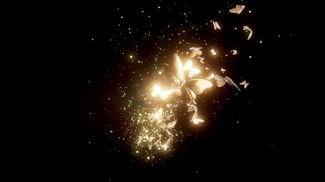 Conceptual 3D animation of flying butterflies motion design