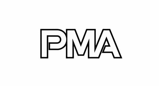 Bold, outline letters PMA on a white background