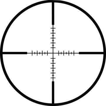 Sniper rifle scope reticle crosshair icon on white background.