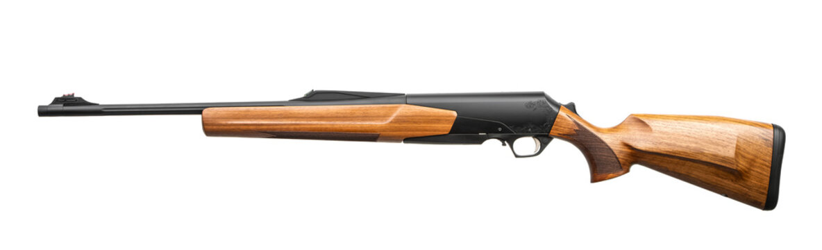 Semi automatic rifle on white background