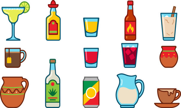 Traditional Mexican Drinks and Beverage Variety Set