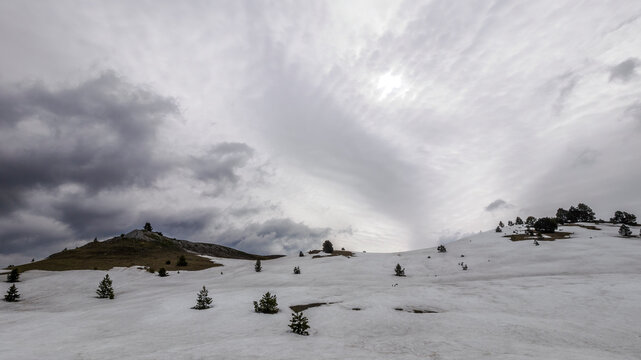 Spring mountain landscape on the Vercors Plateau, Combeau Valley, Vercors, France