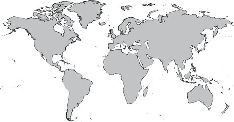 Obraz premium create need World map on white background. World map template with continents, North and South America, Europe and Asia, Africa and Australia