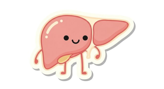 Cartoon illustration of a happy liver for medical or educational uses