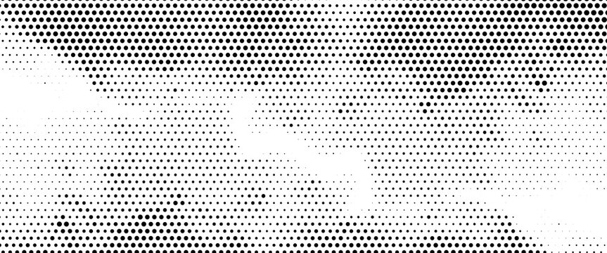Abstract Black and White Halftone Square Pattern Background, Vector Monochrome Dotted Gradient Overlay, Minimalist Pop Art Geometric Texture for Comic Book Design and Poster Wrap