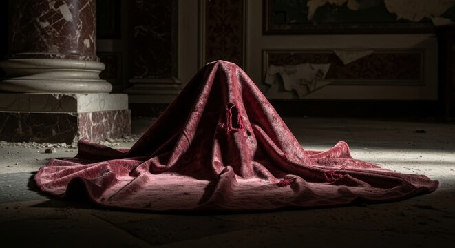Tattered Velvet Fabric in Dramatic Lighting