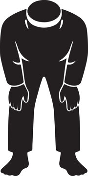 Muslim man bowing ruku Islamic prayer silhouette minimal vector isolated for religious and Ramadan concept
