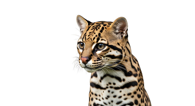Close up of a majestic serval isolated on transparent background