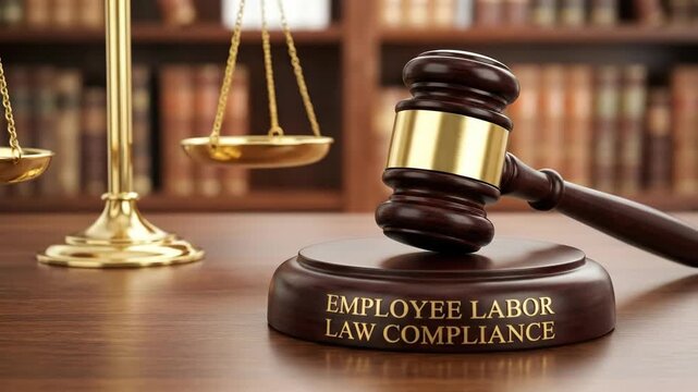 Employee labor law compliance gavel justice courtroom legal regulation attorney workplace arbitration wooden gavel. Employee labor law compliance justice, rights, fairness, ethics, regulation