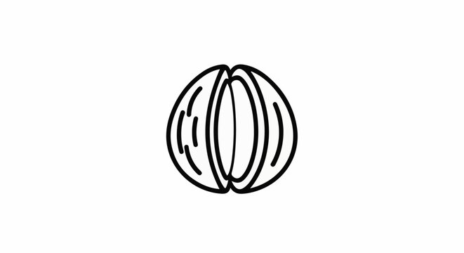 Abstract minimalist line art icon of a halved citrus fruit