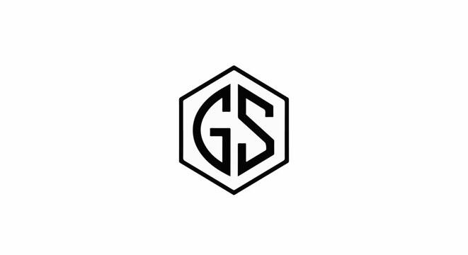 Black geometric emblem with interlocking letters G and S