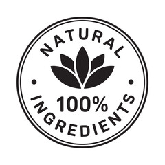 natural ingredients label 100 percent seal black and white vector © MSTASIA