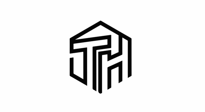 Stylized monogram within a hexagonal outline