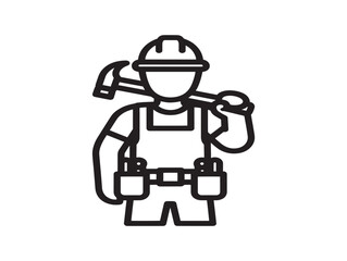 Fototapeta premium Construction Worker Icon Flat Design Vector Illustration