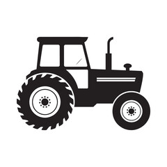 Obraz premium Tractor silhouette on a white background agricultural vehicle outline