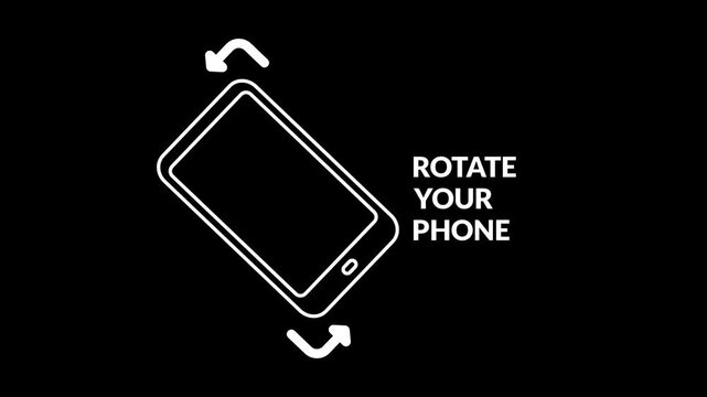Seamless looping rotate your phone command with a smartphone rotating from vertical to horizontal. Mobile interface motion graphic on a transparent alpha channel for screen orientation