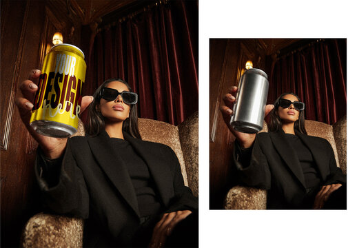 Aluminum Can Mockup in Luxury Interior Lifestyle Scene