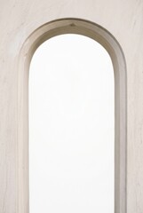 Fototapeta premium Pale Stone Buddhist Arch Isolated on White Background with Interior Copy Space for Spiritual Branding Mockup and Temple Gate Design Resource