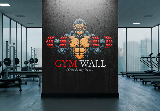 Gym Wall Logo Mockup Interior