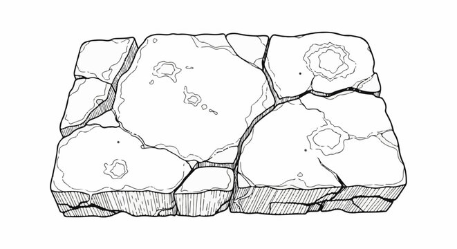 Rough, cracked, and weathered stone block with textured bottom edge