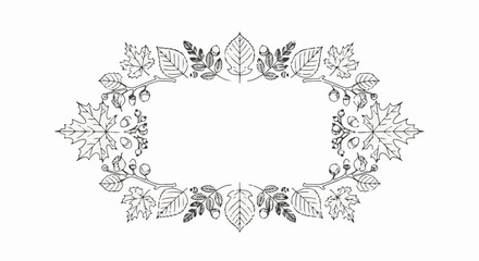 Fototapeta premium Ornate oval frame with autumn leaves and acorns