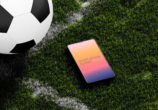 Smartphone Soccer Field Mockup PSD