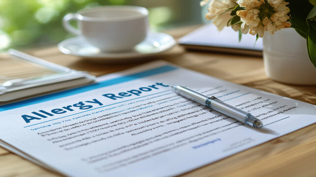 "Allergy Report" text on a printed document