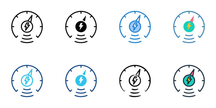 Smart meter icons set multiple style collection. Editable stroke 
