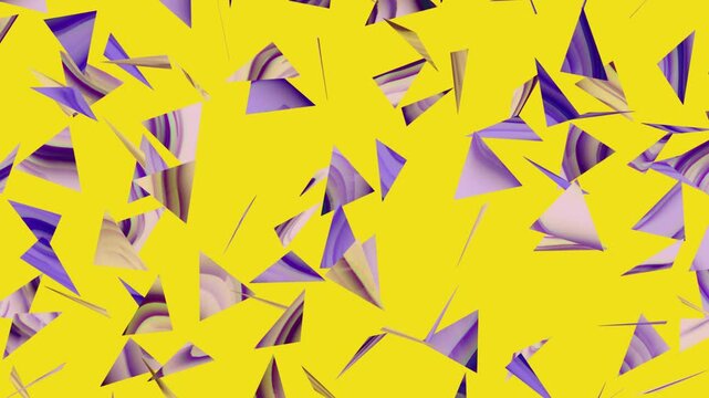 Abstract yellow triangle motion background with dynamic geometric depth