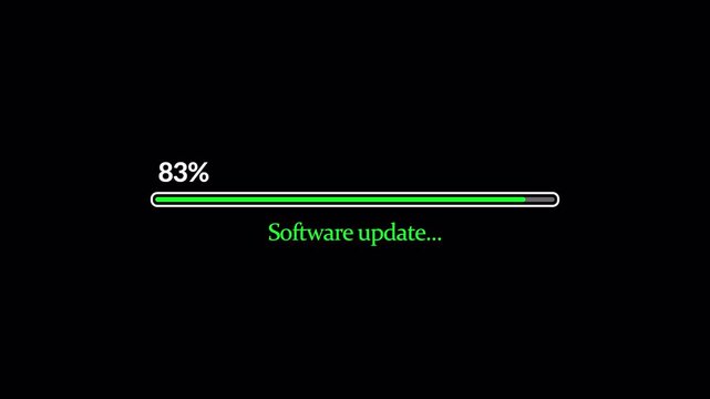 System software update or upgrade icon update download sign processing concept uploading Installing Update loading bar animation 4K animation with alpha channel on transparent background