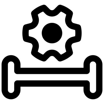 Microservice. Outlined stroke vector icon with black-filled details.