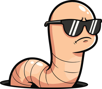 Cool Cartoon Earthworm Wearing Sunglasses
