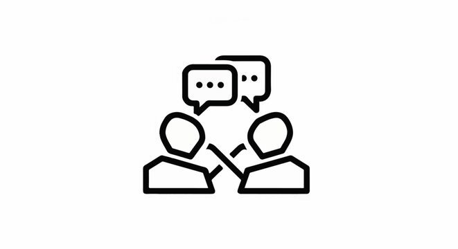 Two simplified figures in conversation, with speech bubbles above