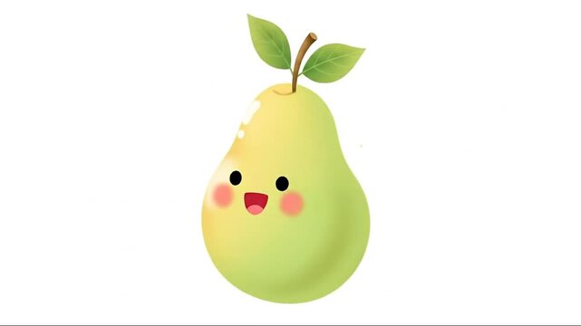 Fresh pears and apple fruit illustration on white background, green and yellow cartoon vector, healthy natural sweet nutrition icon