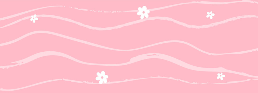 Seamless pattern pink abstract background with flowers cute girly texture